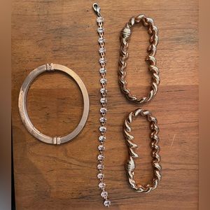4 Rose Gold Bracelets. Estate Jewelry Bundle - All Marked 925 Sterling Silver